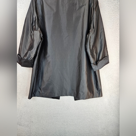 Kate Hill Women Jacket Sz 28W Black Silk Evening Glam Open Front Lightweight - Picture 10 of 12